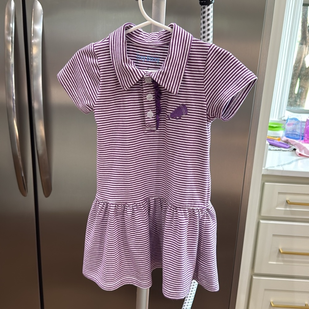 Purple Striped Kids Dress with Megaphone